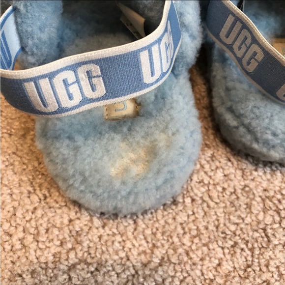 Ugg fluff yeah blue slides girls size 4 - Picture 3 of 7